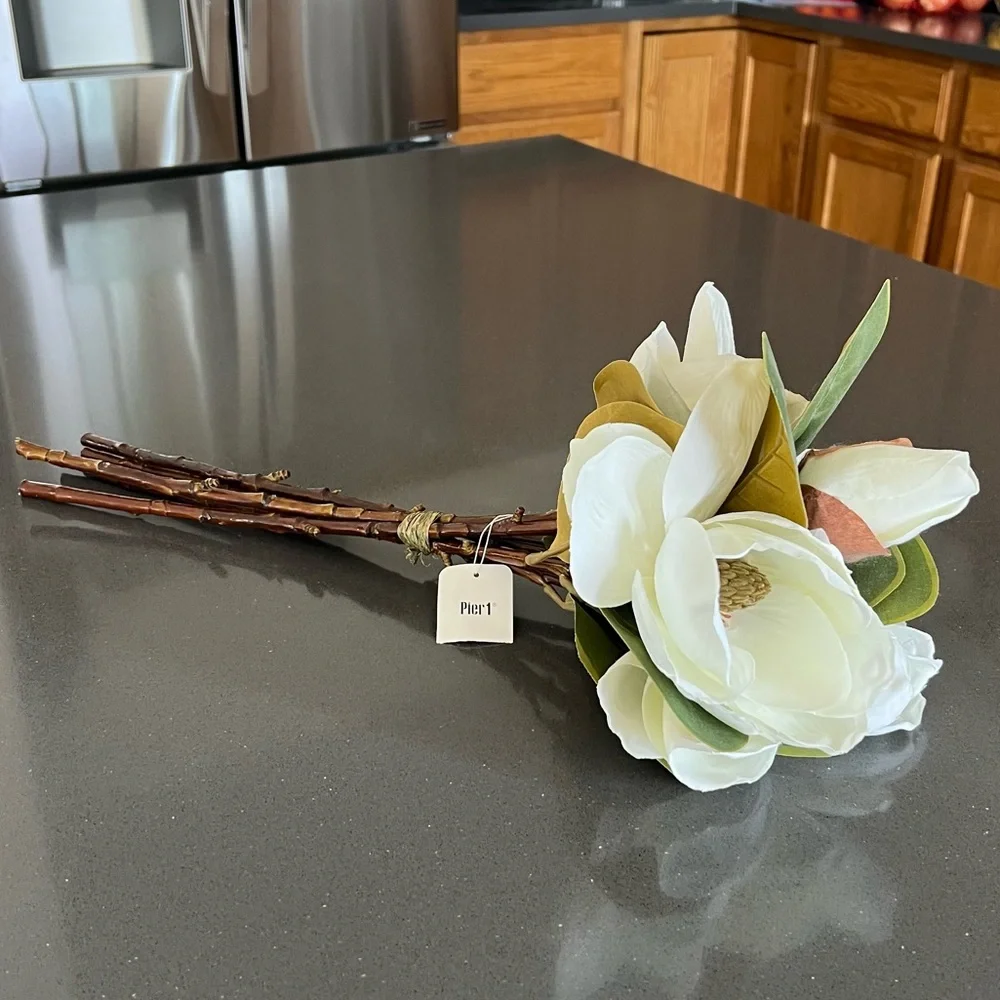 Pier 1 White and Green Faux Magnolia Bouquet